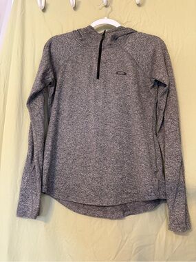 Oakley Heather Gray Hooded Half-Zip Pullover
